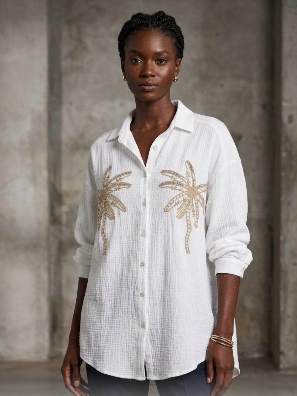 LOOWIE Made In Italy Palm Tree Gauze Shirt